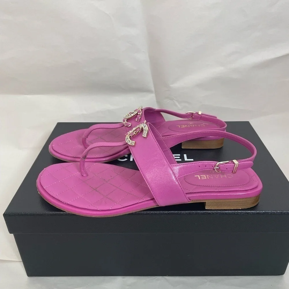 Chanel 21C Lambskin CC Crystal Sandals